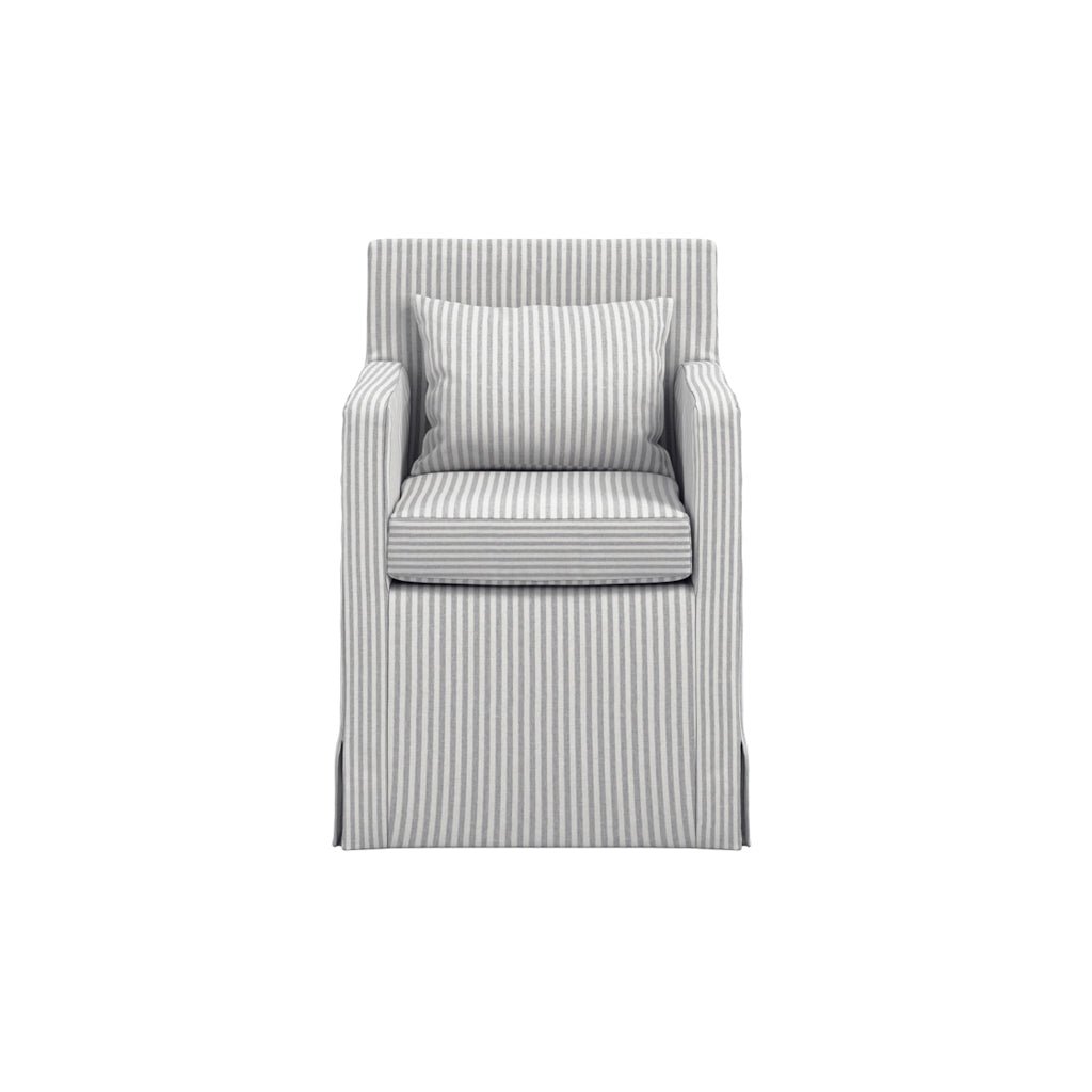 Charles Ted Studio CTH Loose Cover Dining Chair | Grey Stripe - CharlesTed Home