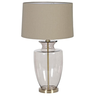 Charles Ted Tallado Smoked Glass Table Lamp with Linen Shade - CharlesTed Home