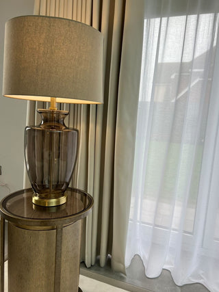 Charles Ted Tallado Smoked Glass Table Lamp with Linen Shade - CharlesTed Home