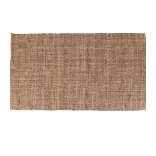 Rectangular jute rug on a white background