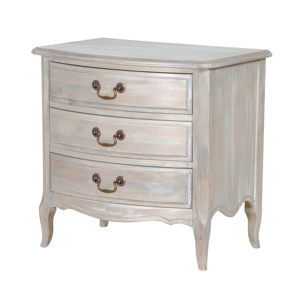 Charles Ted Tudor Birch Bedside Table – Vintage Whitewash Three Drawer Chest - CharlesTed Home
