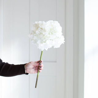 Charles Ted Winter White Faux Hydrangea Stem – Realistic Artificial Hydrangea Flower for Home Décor - CharlesTed Home