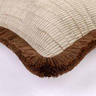 Aldworth double fringe cushion, angled view
