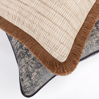 Brown double fringe detail on the Aldworth rectangle cushion