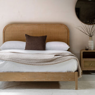 CharlesTed Cheltenham Rattan Bed Frame in Lime Washed Oak | Available in Two Sizes - CharlesTed Home