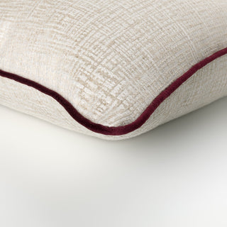 Cranborne pearl and plum cushions, angled view