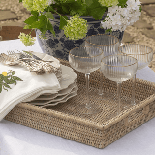 CharlesTed Gold Rim Ribbed Round Coupe Champagne Glasses | Set of 4 - CharlesTed Home