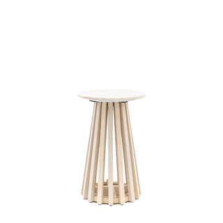 CharlesTed Home Arya Side Table | Indian White Marble & Solid Mango Wood - CharlesTed Home