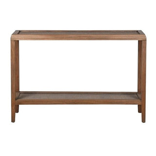 CharlesTed Home Bali Grove Bayur Wood Console Table with Woven Rattan Shelves - CharlesTed Home