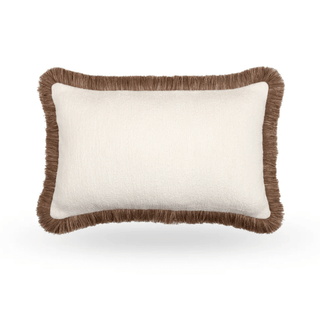 CharlesTed Home Bouclé Oblong Cushion with Multi tonal Fringe – 30cm x 50cm - CharlesTed Home