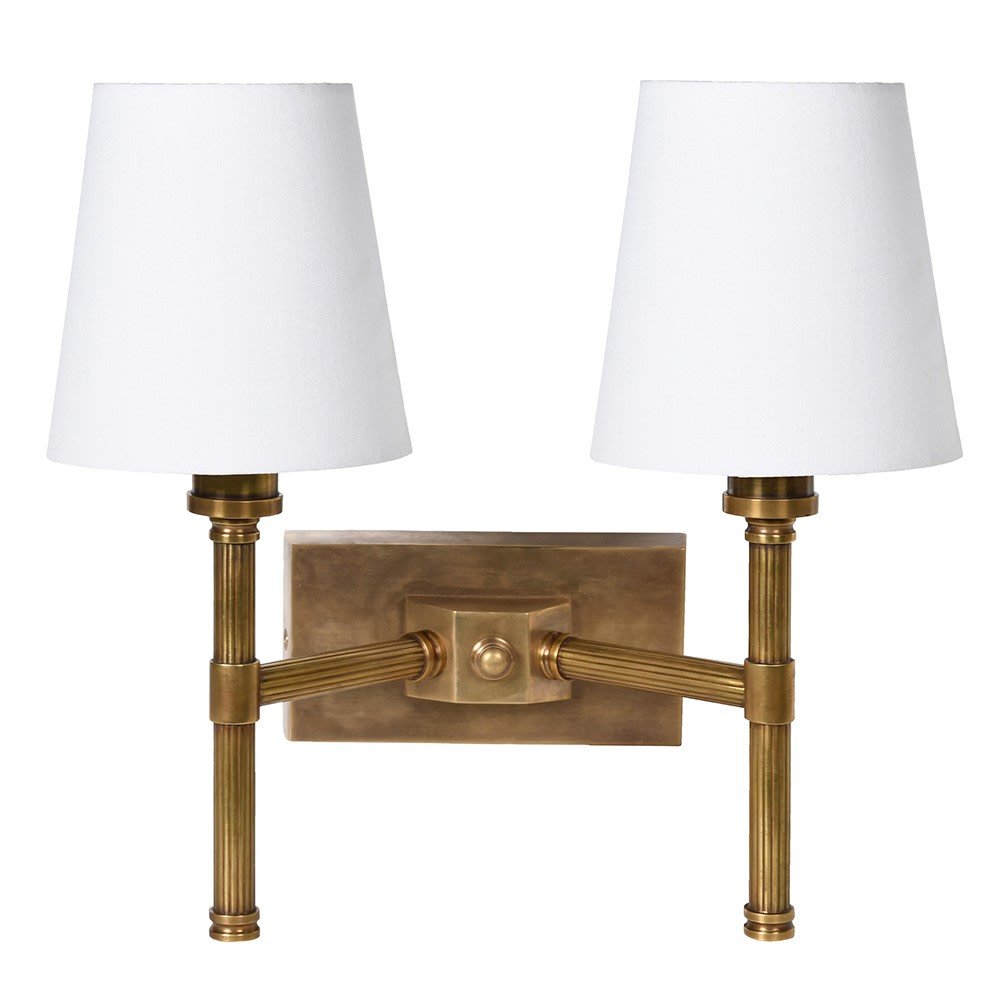 CharlesTed Home Breanne Double Wall Light | Hand Rubbed Brass with Shades - CharlesTed Home