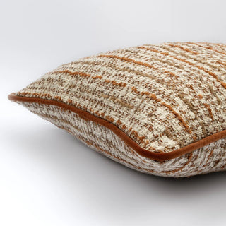 CharlesTed Home Celine Piped Tweed Style Cushion - Russet & Cream - CharlesTed Home