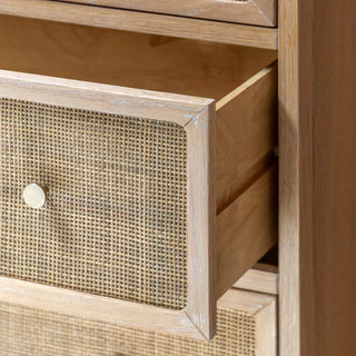 CharlesTed Home Cheltenham Rattan Chest of Drawers in Lime Washed Oak - CharlesTed Home
