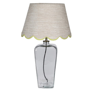 CharlesTed Home Clear Glass Table Lamp with Linen Scalloped Shade - CharlesTed Home