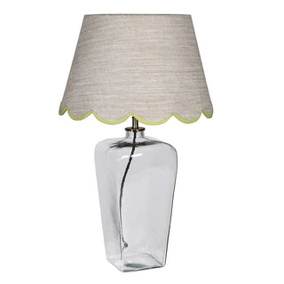 CharlesTed Home Clear Glass Table Lamp with Linen Scalloped Shade - CharlesTed Home