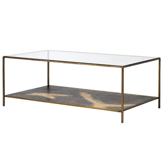 CharlesTed Home Gianna Elegant Glass and Brass Coffee Table - CharlesTed Home