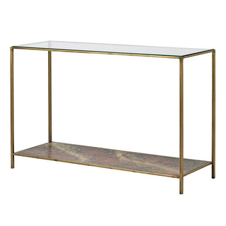 CharlesTed Home Gianna Elegant Glass and Brass Console Table - CharlesTed Home