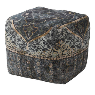 CharlesTed Home Hand Loomed Pouffe Ottoman with Vintage Inspired Pattern - CharlesTed Home