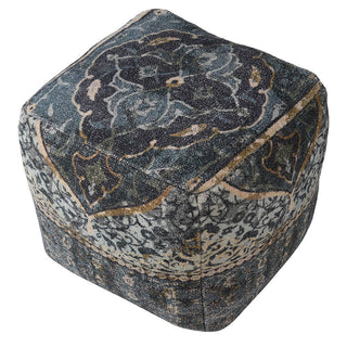 CharlesTed Home Hand Loomed Pouffe Ottoman with Vintage Inspired Pattern - CharlesTed Home