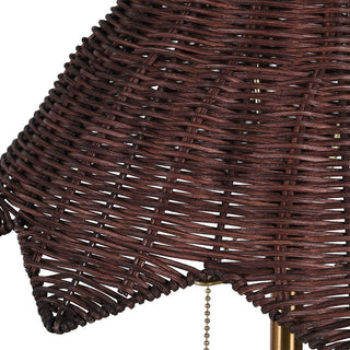 CharlesTed Home Havana Handcrafted Rattan Table Lamp with Brass Accents and Spherical Base – Boho Modern Lighting - CharlesTed Home