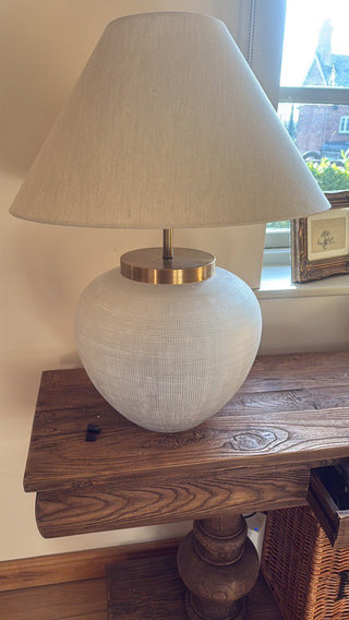 CharlesTed Home Hera Glass Table Lamp with Brass Detailing - CharlesTed Home
