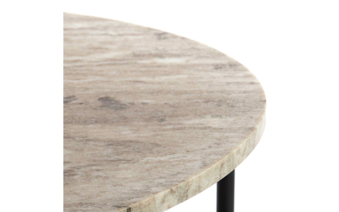 CharlesTed Home Lisbon Oval Marble Top Coffee Table | Black Metal Legs - CharlesTed Home