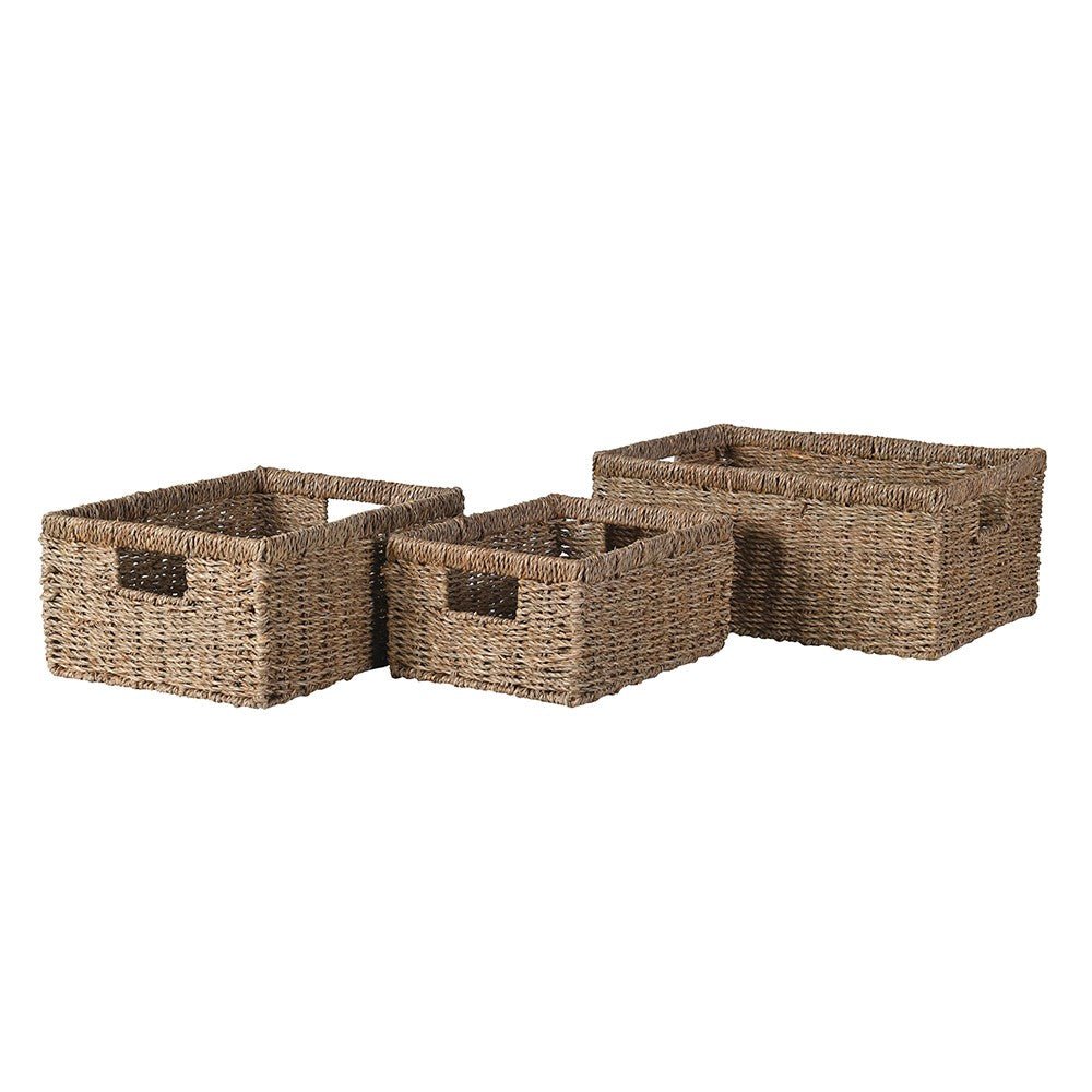 CharlesTed Home Natural Seagrass Storage Trays | Set of Three - CharlesTed Home