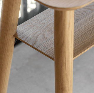 CharlesTed Home Rhodes Oak and Oak Veneer Console Table with Lower Shelf - CharlesTed Home