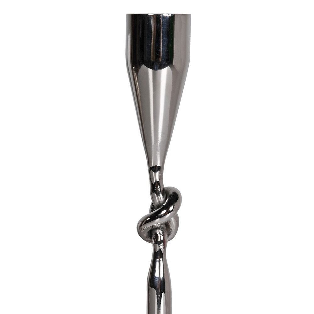 Kelmscott silver knot candlesticks, view 2