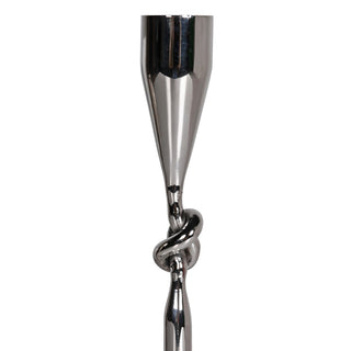 CharlesTed Home Silver Knot Candlestick Set Sculptural Metal Taper Candle Holders - CharlesTed Home
