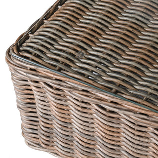 Close-up of a wicker basket with a textured surface