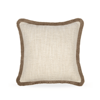 CharlesTed Home The Almond Cushion with Clove Fringe | Textured Luxury Cushion - CharlesTed Home