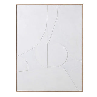 Abstract art piece with white lines on a light gray background