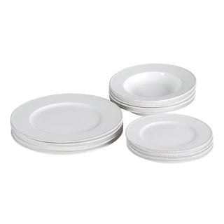 CharlesTed Home White Dinner Service with Detailed Edges - CharlesTed Home