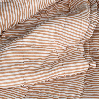Kelston taupe ticking stripe quilted reversible bedspread, view 2