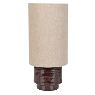 Kemerton chocolate glazed stoneware table lamp with natural linen cylinder shade