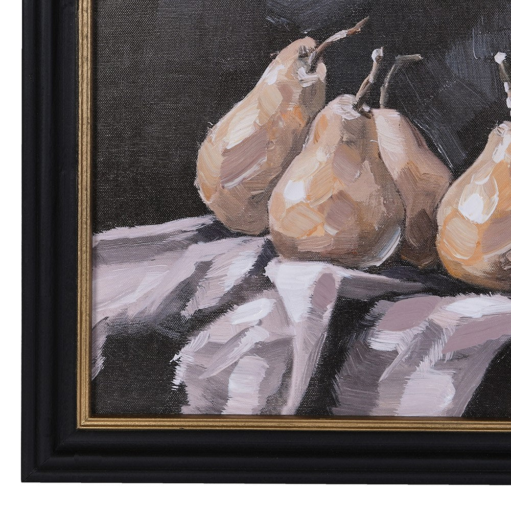 Cluster of pears still life print in black and gold frame, view 2