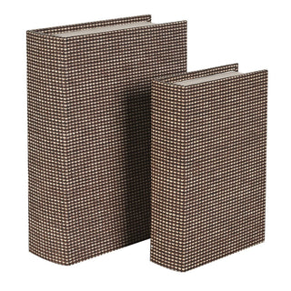 Set of two brown check book boxes, view 2