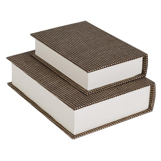 Set of two brown check book boxes, view 3