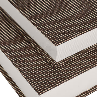 Set of two brown check book boxes, view 4