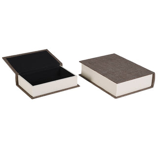 Set of two brown check book boxes