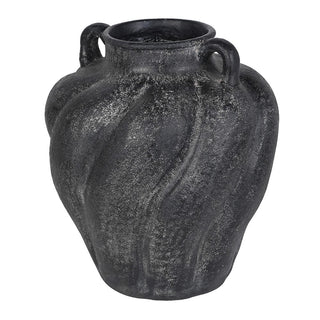 Sezincote antique black twisted vase with small handles