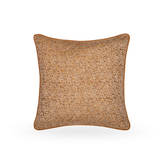 Sherston flecked piped cushion in ochre, front view