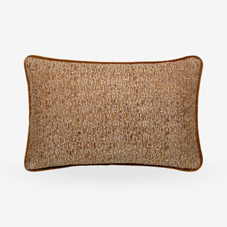 Sherston flecked piped rectangle cushion in ochre, front view
