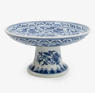 Chinoiserie Blue and White Ceramic Cake Stand - CharlesTed Home