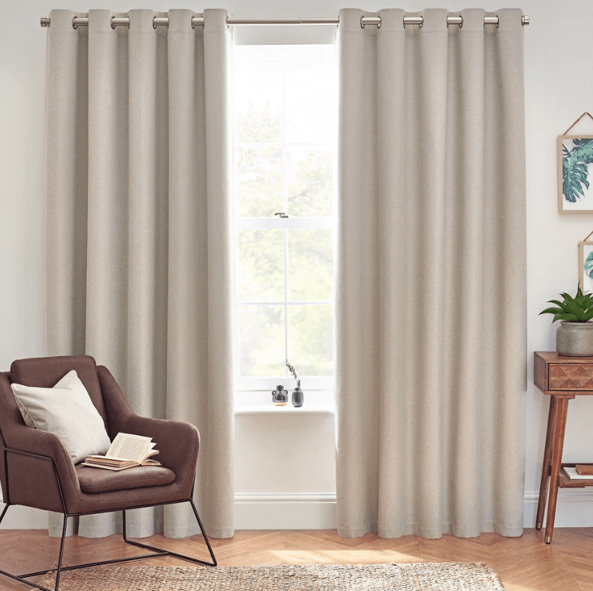 Dawn Textured Blackout Eyelet Curtains Linen - CharlesTed Home