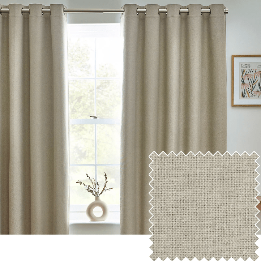 Dawn Textured Blackout Eyelet Curtains Natural - CharlesTed Home
