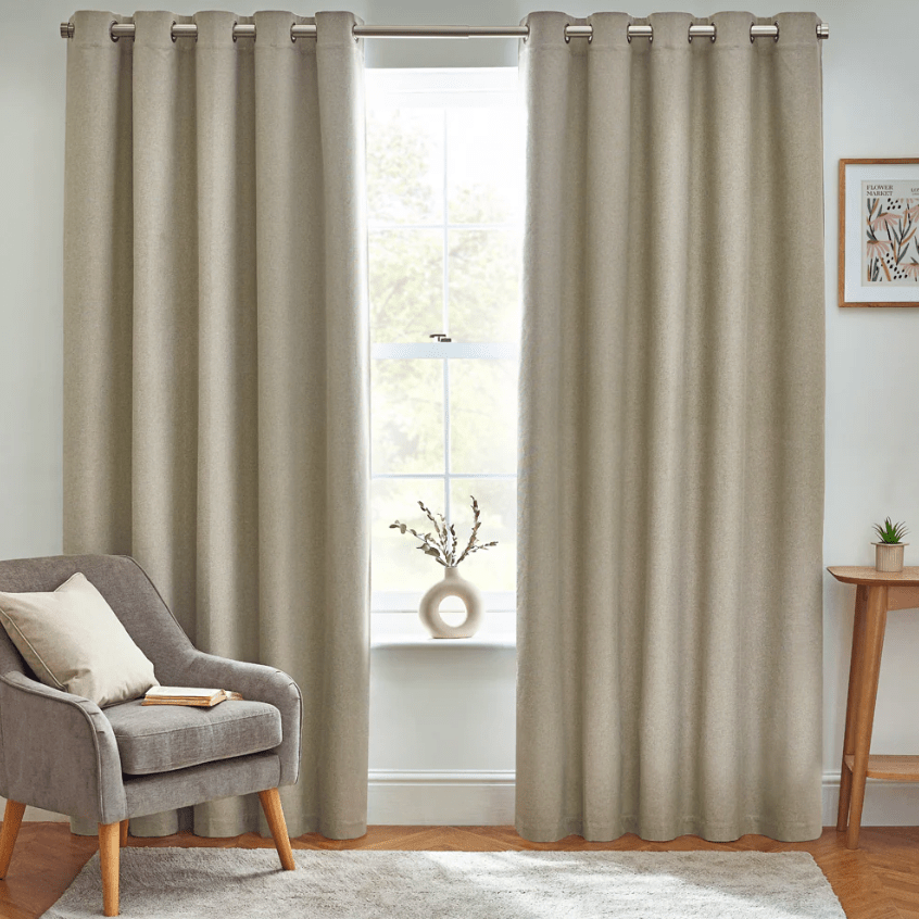 Dawn Textured Blackout Eyelet Curtains Natural - CharlesTed Home