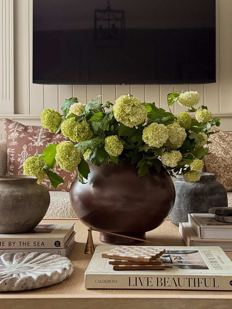 Dayton Ceramic Artisanal Vase in Deep Brown Glaze - CharlesTed Home