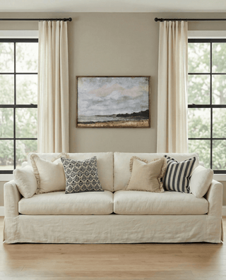 Emmie Navy Stripe Scalloped Edge Cushion Cover - CharlesTed Home